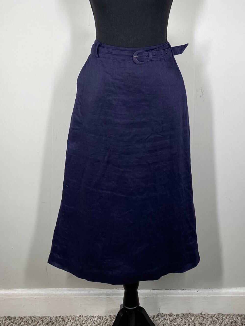 Lauren Ralph Lauren 100% Linen Flare A-Line Skirt Women's 12 Blue-ish Purple